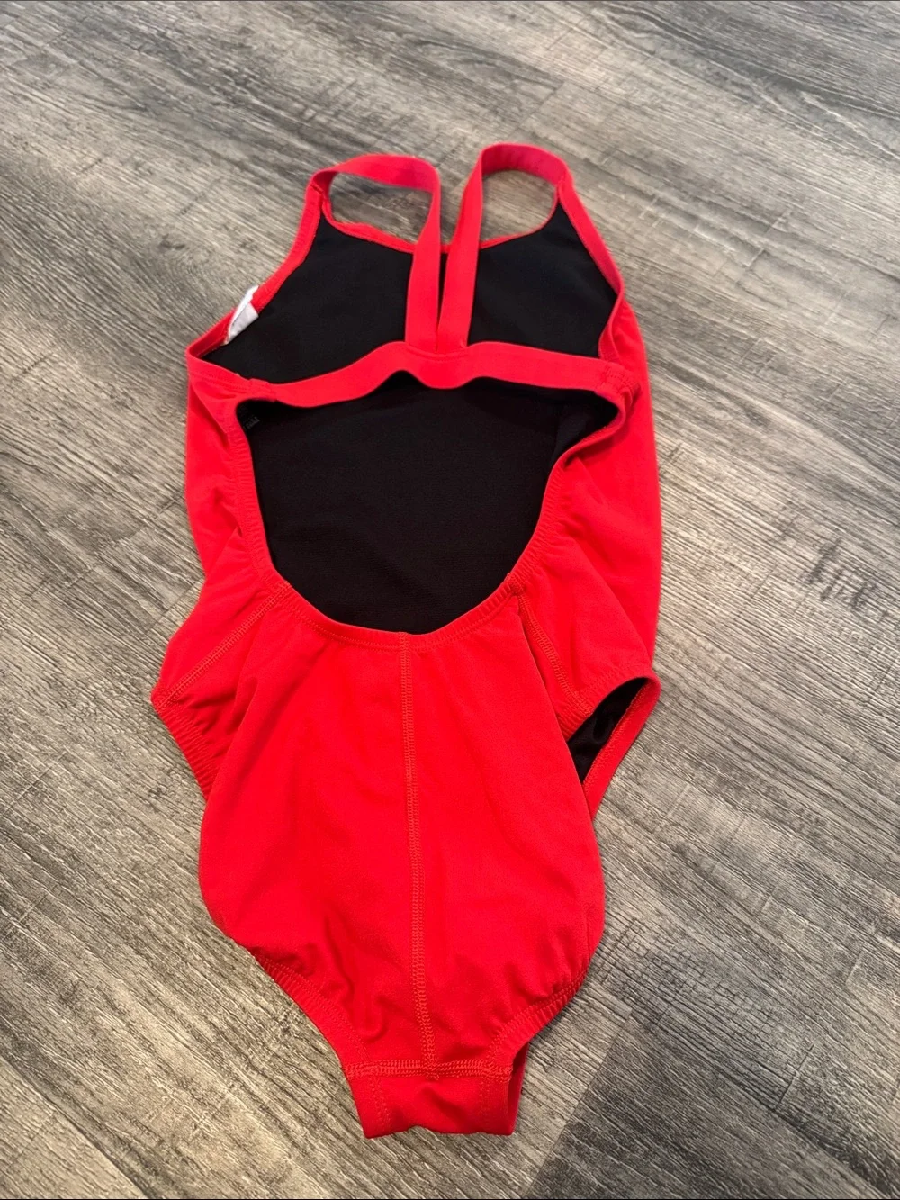 Nike Girls Bright Red One-Piece Swimsuit with White Swoosh
